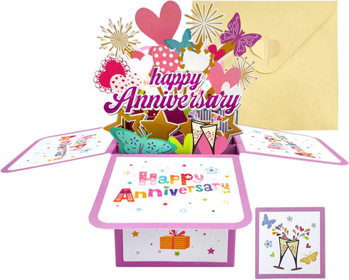3D PopUp Anniversary Card for Couples with Note Card